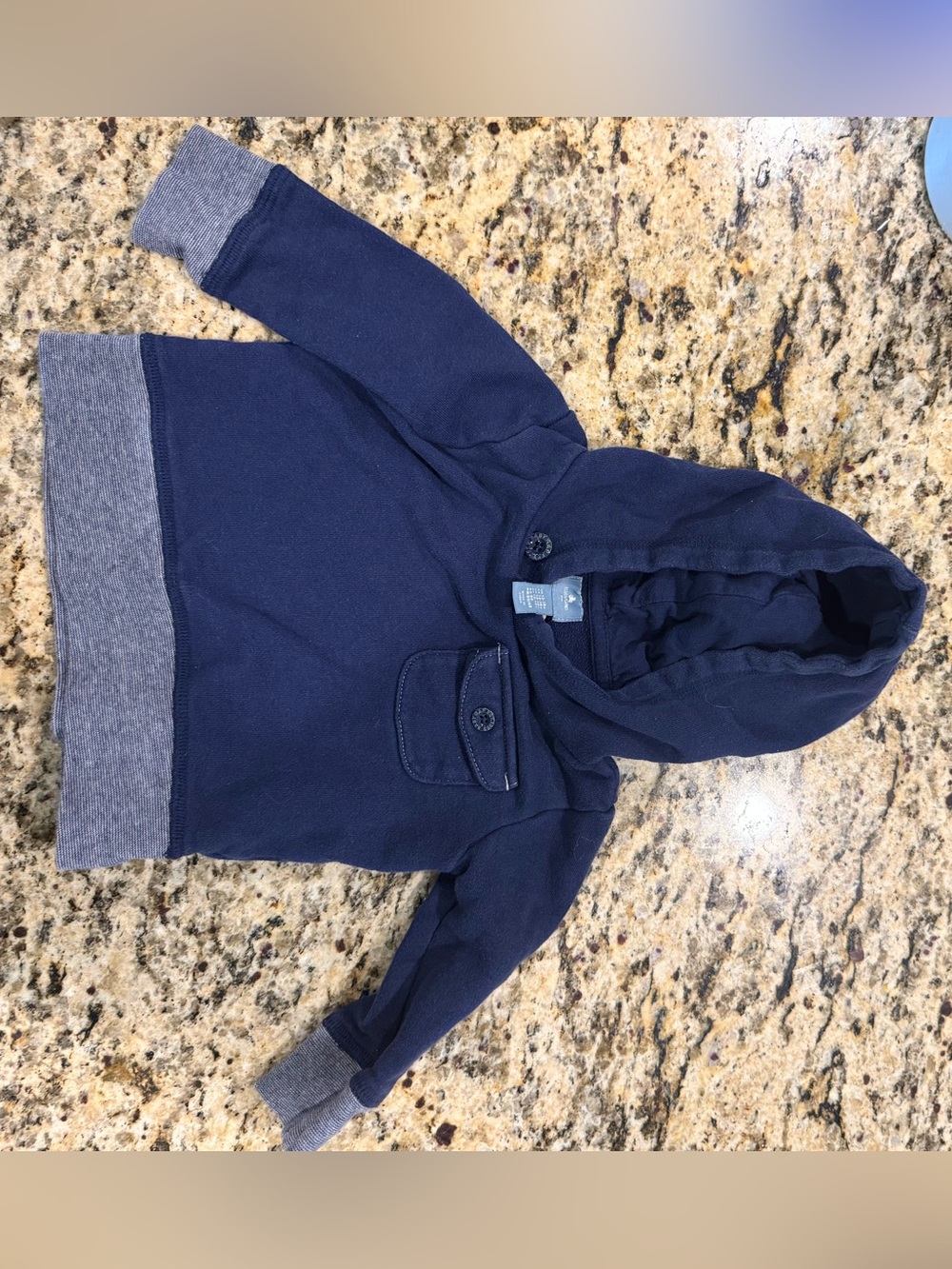 GAP Navy Hooded Pullover with Gray Trim - Kids